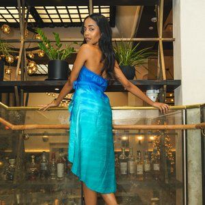 WET Swimwear Serena Blue Halter Tie Wrap Dress Swim Coverup Beach Nordstrom XS